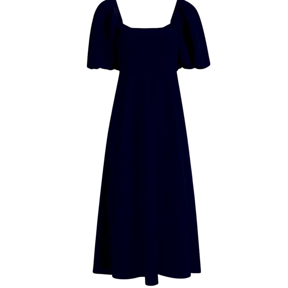 Hill House navy blue midi dress short puff sleeves small